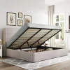 Allewie Queen Lift Up Storage Bed Frame With Wingback Headboard, Light Beige - 80.7 x 60.6 x 44.5 in