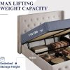 Allewie Queen Lift Up Storage Bed Frame With Wingback Headboard, Light Beige - 80.7 x 60.6 x 44.5 in