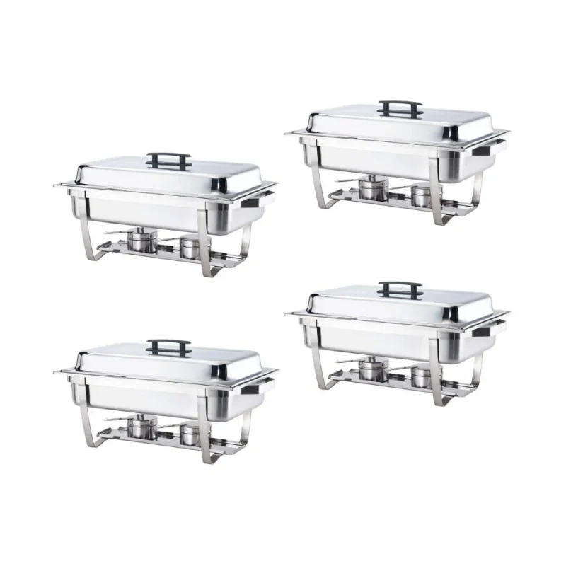 Alpha Living Stainless Steel Chafing Dish Set, 4 Pack, 8 Quart - 24 x 15.5 x 14.38 Inches