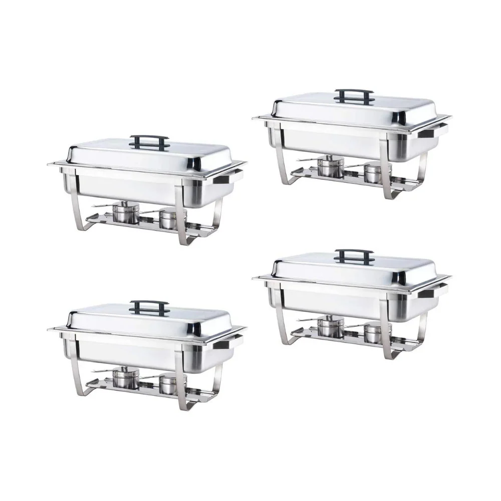 Alpha Living Stainless Steel Chafing Dish Set, 4 Pack, 8 Quart - 24 x 15.5 x 14.38 Inches