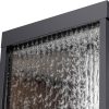 Alpine Corporation Wall-Mounted Mirror Waterfall Fountain With Stones And LED Lights, 24in L x 10in W x 72in H, Silver