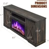 AMERLIFE Fireplace TV Stand With Sliding Barn Door, 63in Dark Rustic Oak - For TVs Up To 73in