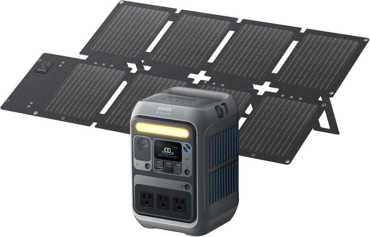 Anker Solar Generator With 60W Solar Panel, 288Wh LiFePO4 Battery, 300W Output - SOLIX C300