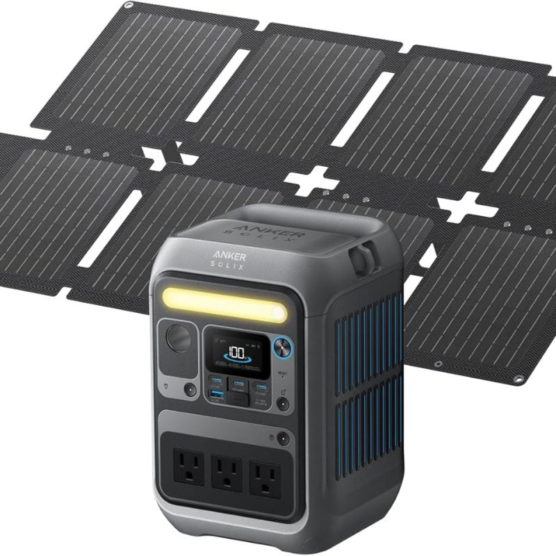 Anker Solar Generator With 60W Solar Panel, 288Wh LiFePO4 Battery, 300W Output - SOLIX C300