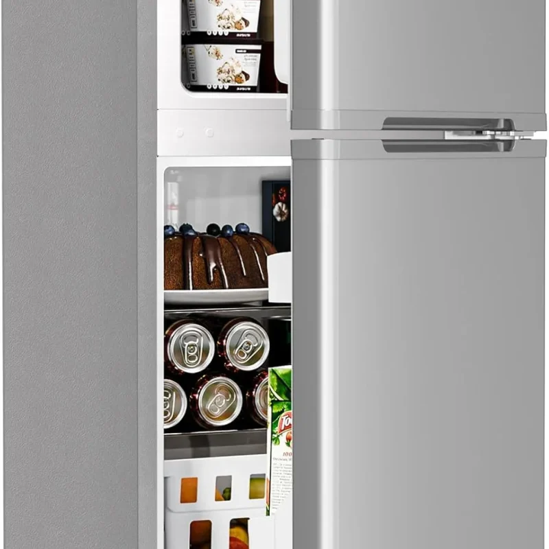 Antarctic Star Double Door Mini Refrigerator With Freezer, 3.2 Cu.Ft