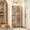 ANTBOX Stackable Plastic Shoe Storage Cabinet With Magnetic Clear Door, 10 Tiers 40 Pairs