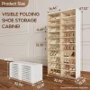 ANTBOX Stackable Plastic Shoe Storage Cabinet With Magnetic Clear Door, 10 Tiers 40 Pairs