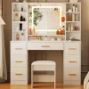 ANWBROAD Lighted Makeup Vanity Desk With LED Mirror, 39.4-Inch W x 15.7-Inch D x 55.1-Inch H