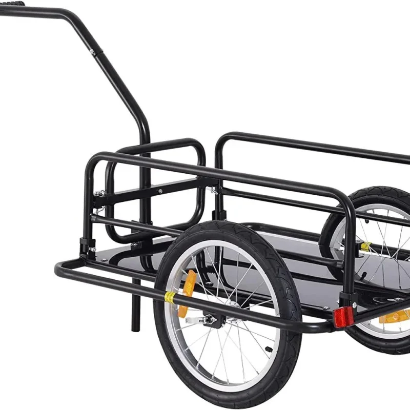 Aosom Foldable Bike Cargo Trailer, 80 lbs Capacity, 16 inch Wheels, Black - With Hitch