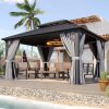 Aoxun 10x12 Hardtop Gazebo With Double Galvanized Steel Roof, Gray