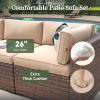 Aoxun 8 Piece Patio Sectional Sofa Set With 44in Fire Pit Table, Coffee Table And Beige Cushions