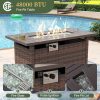 Aoxun 8 Piece Patio Sectional Sofa Set With 44in Fire Pit Table, Coffee Table And Beige Cushions