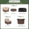 Aoxun 8 Piece Patio Sectional Sofa Set With 44in Fire Pit Table, Coffee Table And Beige Cushions