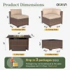 Aoxun 8 Piece Patio Sectional Sofa Set With 44in Fire Pit Table, Coffee Table And Beige Cushions
