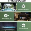 AOXUN Outdoor Gazebo 10x12 Metal Frame Double Roof Canopy With Mosquito Netting And Privacy Screen - Navy Blue