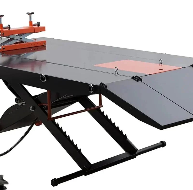 APlusLift Air-Operated Motorcycle & ATV Lift Table, 1500LB, 48in Wide With Side Extensions - MT1500X