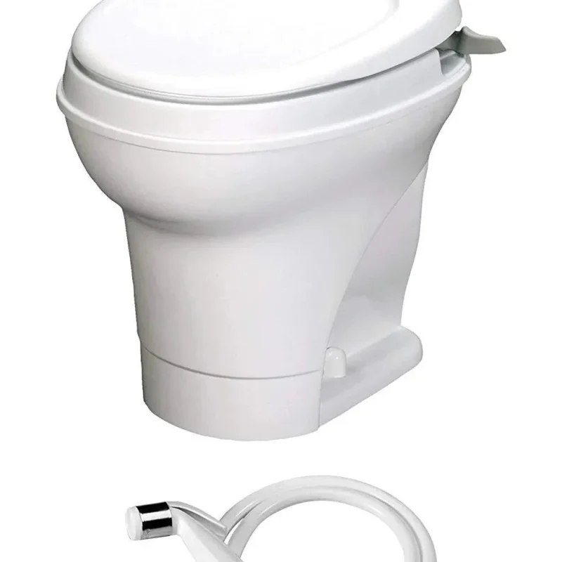 Thetford Aqua-Magic V RV Toilet Hand Flush With Hand Sprayer High Profile White - 31675