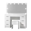 Artiss Dressing Table Set, 7 Drawers, LED Mirror, Stool, 10 Bulbs, White - Debbie