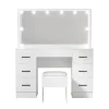 Artiss Dressing Table Set, 7 Drawers, LED Mirror, Stool, 10 Bulbs, White - Debbie