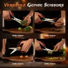 Astercook Halloween Kitchen Scissors, Gothic Skull Heavy Duty Shears for Cooking, Poultry, Herbs – Spooky Pumpkin Design