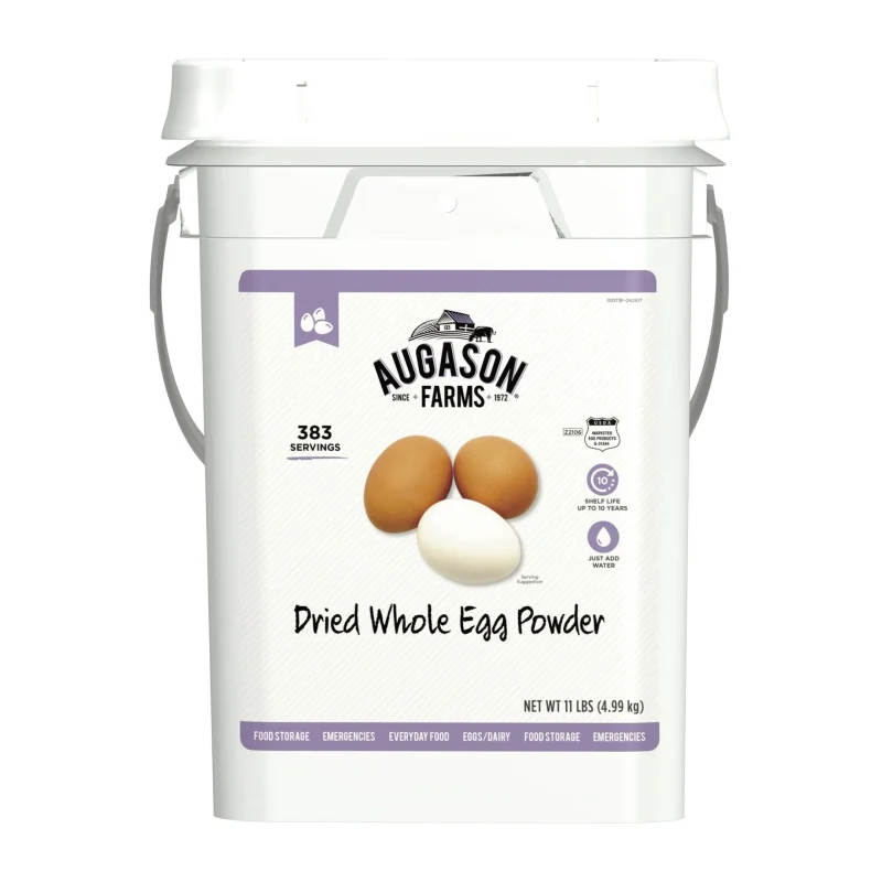 Augason Farms Dried Whole Egg Powder, 11 lb Pail, 383 Servings