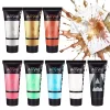 AUREUO Galaxy Glitter Acrylic Paint Set - 8 Twinkle Colors 0.71 Fl Oz / 21ml Tubes Sparkling Art Paints for Crafts Decor