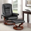AVAWING Faux Leather Swivel Massage Recliner Chair With Ottoman - Black