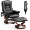 AVAWING Faux Leather Swivel Massage Recliner Chair With Ottoman - Black