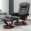 AVAWING Faux Leather Swivel Massage Recliner Chair With Ottoman - Black