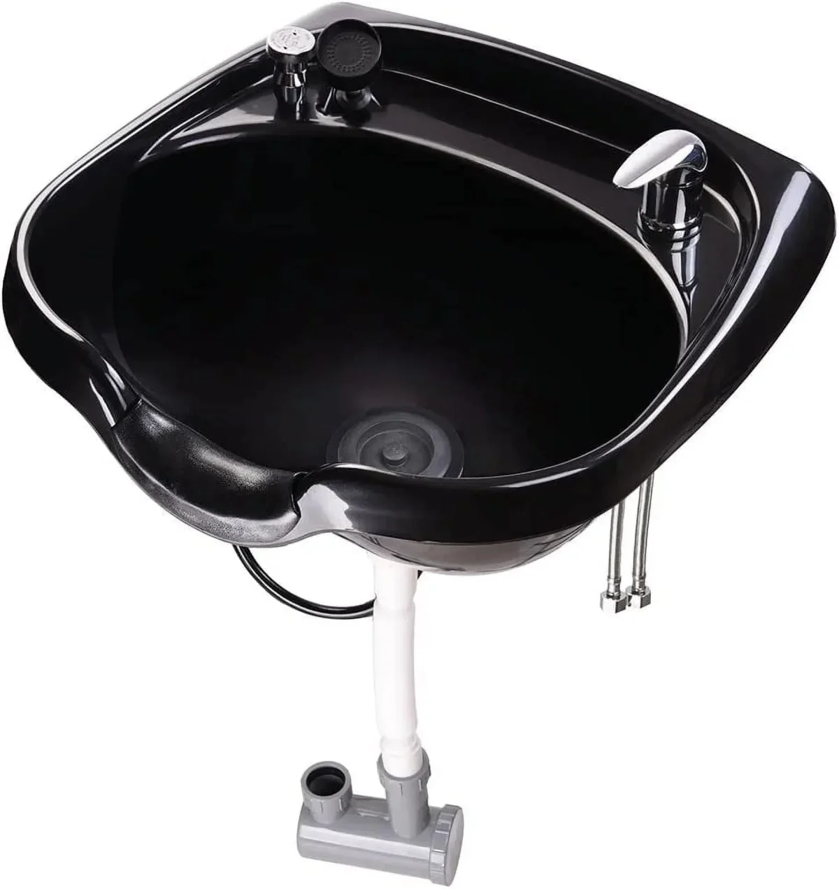 AW Wall-Mounted Shampoo Bowl Kit With Sprayer, Neck Rest And CUPC Vacuum Breaker