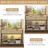 AYFDEGT Entryway Table With 2 Drawers, Outlets, USB Ports, Shelves & LED Lights - Black