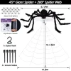Ayieyill 200" Giant Spider Web with 49" Giant Spider Halloween Decorations Outdoor Scary Halloween Decor