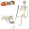 Ayieyill 2pcs Skeleton and Dog Skeleton Halloween Decorations Posable Skeletons Halloween Decorations Indoor Outdoor