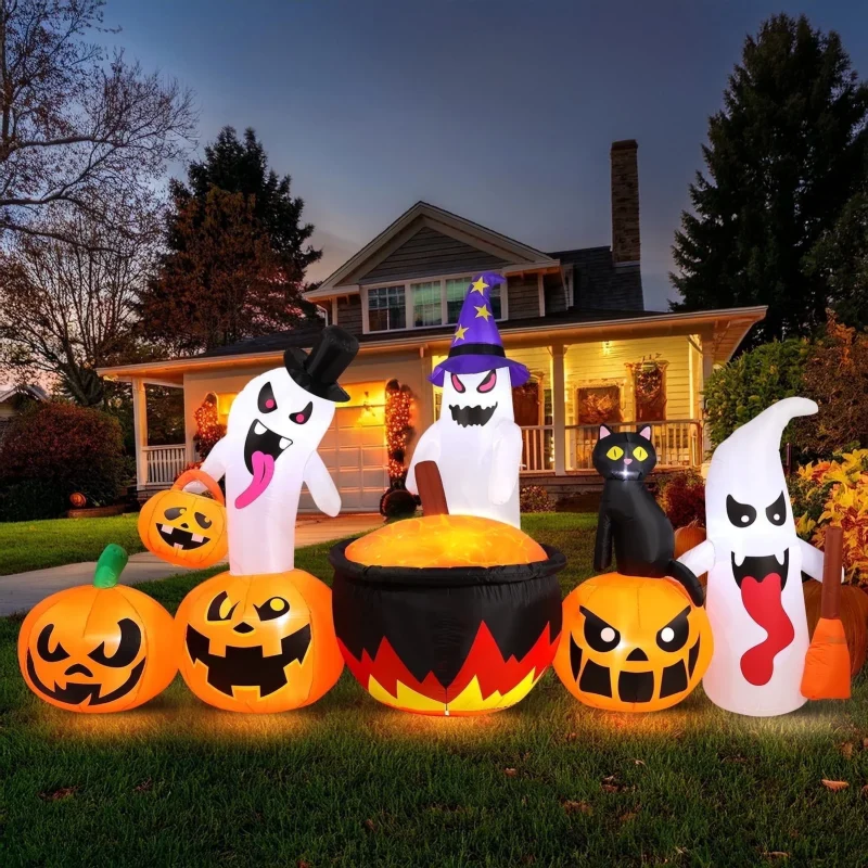 Ayieyill 8.5FT Halloween Inflatables Pumpkin Ghost Family with Built-in LED Lights, Halloween Blow up Yard Decorations