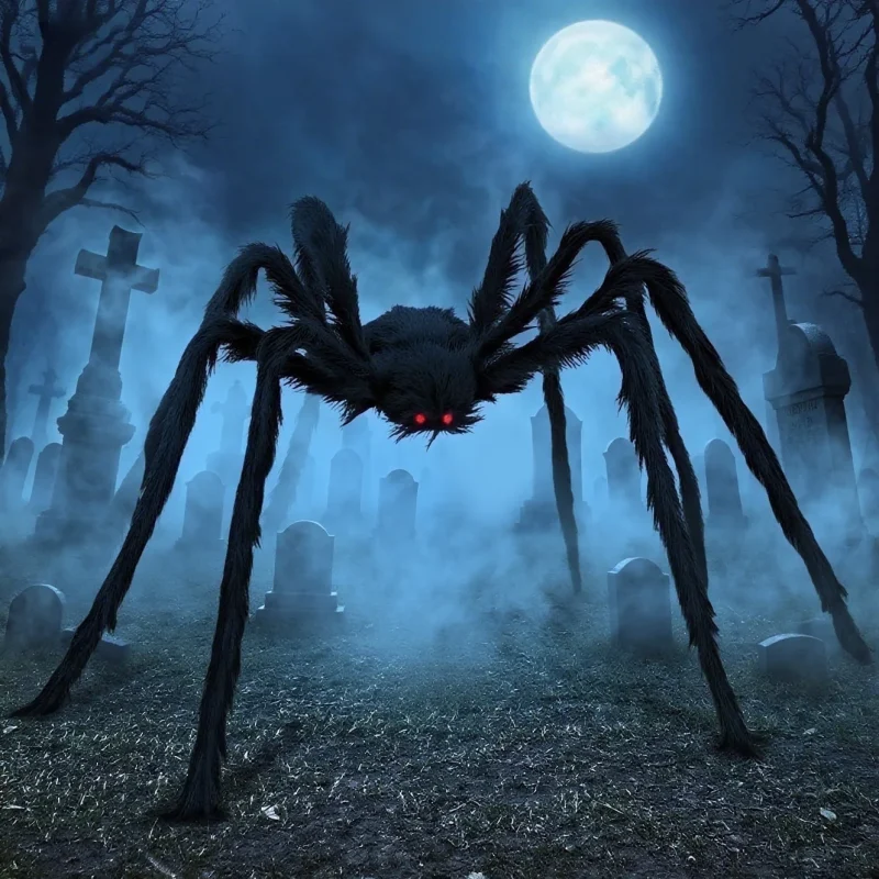 Ayieyill Spider Halloween Decorations Outdoor, 5FT Scary Giant Spider for Halloween Yard Decorations, Haunted House Prop