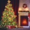 AYktou Christmas Tree Lights 6.56ft 16 Lines LED Waterfall Lights Waterproof Xmas Tree Topper Lights with Remote and USB