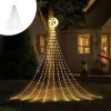 AYktou Christmas Tree Lights 6.56ft 16 Lines LED Waterfall Lights Waterproof Xmas Tree Topper Lights with Remote and USB