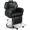 Baasha Reclining Barber Chair, 165 Degree, Heavy-Duty Steel Frame, Black