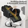 Baasha Reclining Barber Chair, 165 Degree, Heavy-Duty Steel Frame, Black
