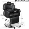 Baasha Reclining Barber Chair, 165 Degree, Heavy-Duty Steel Frame, Black