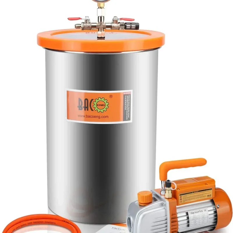 BACOENG 3 Gallon Vacuum Chamber Kit With 3.6 CFM 1 Stage Vacuum Pump - P0664FBAUK