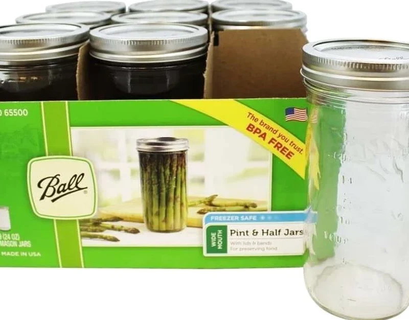 Ball Wide Mouth Glass Mason Canning Jars With Lids, 24 Oz, 9 Pack