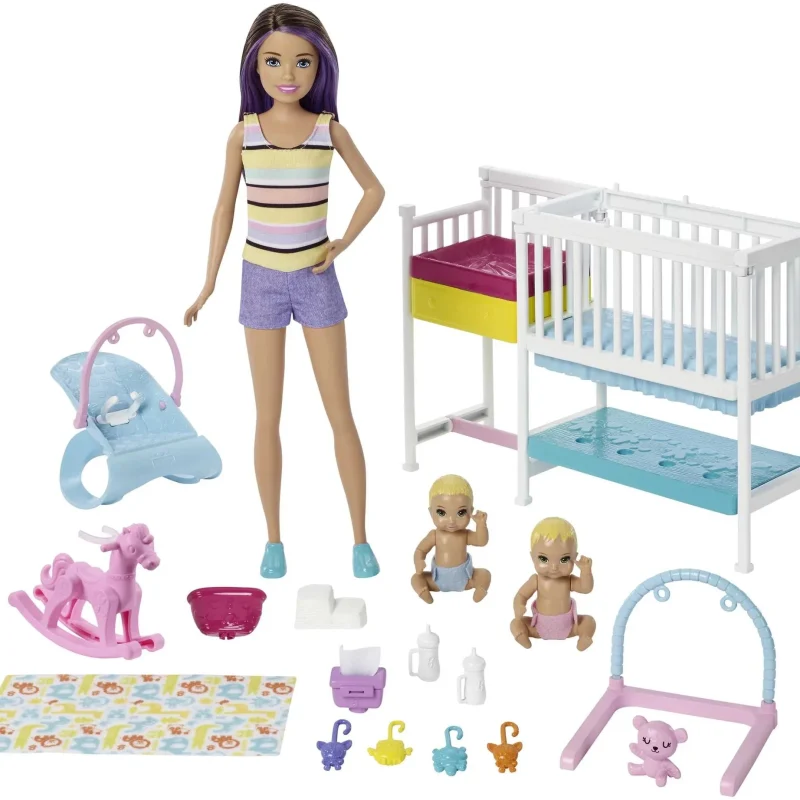Barbie Skipper Babysitters Inc. Nap n Nurture Nursery Playset With Brunette Doll, Baby And Accessories