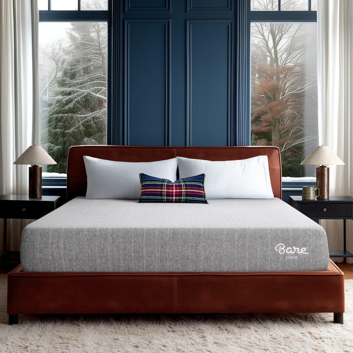 Bare Home Queen Medium Firm 11 in Visco-Elastic Memory Foam Mattress - Grey