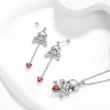 Beautlace 925 Sterling Silver Skull Jewelry Set, Halloween Skeleton Skull Pendant Necklace/Drop Dangle Earrings Gothic V