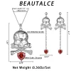 Beautlace 925 Sterling Silver Skull Jewelry Set, Halloween Skeleton Skull Pendant Necklace/Drop Dangle Earrings Gothic V
