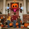 BeePrincess 5 FT Halloween Inflatable Pumpkin Ghost – Outdoor LED Blow-Up Decoration with Giant Arms, Light-Up Eyes, Wat