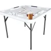 Bene Casa Foldable Domino Table With Built-In Drink Holders, 38 x 38 in, White
