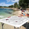 Bene Casa Foldable Domino Table With Built-In Drink Holders, 38 x 38 in, White