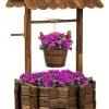 Best Choice Products Rustic Wooden Wishing Well Planter With Hanging Bucket - 21.5 x 21.5 x 45.5 in